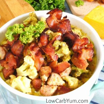 Broccoli Cauliflower Cheese Soup with Sausage