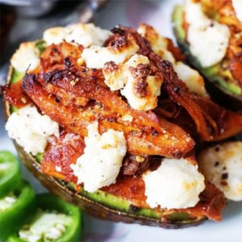 Mexican Stuffed Avocado with Shredded Chicken and Cheese
